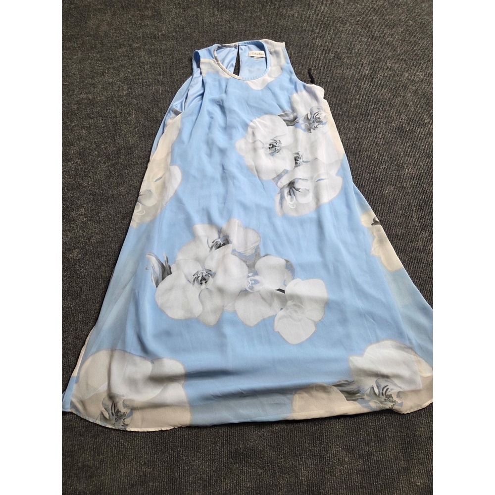 Calvin Klein Womens Light Blue Floral Orchid Sleeveless Shift‎ Dress Size 2